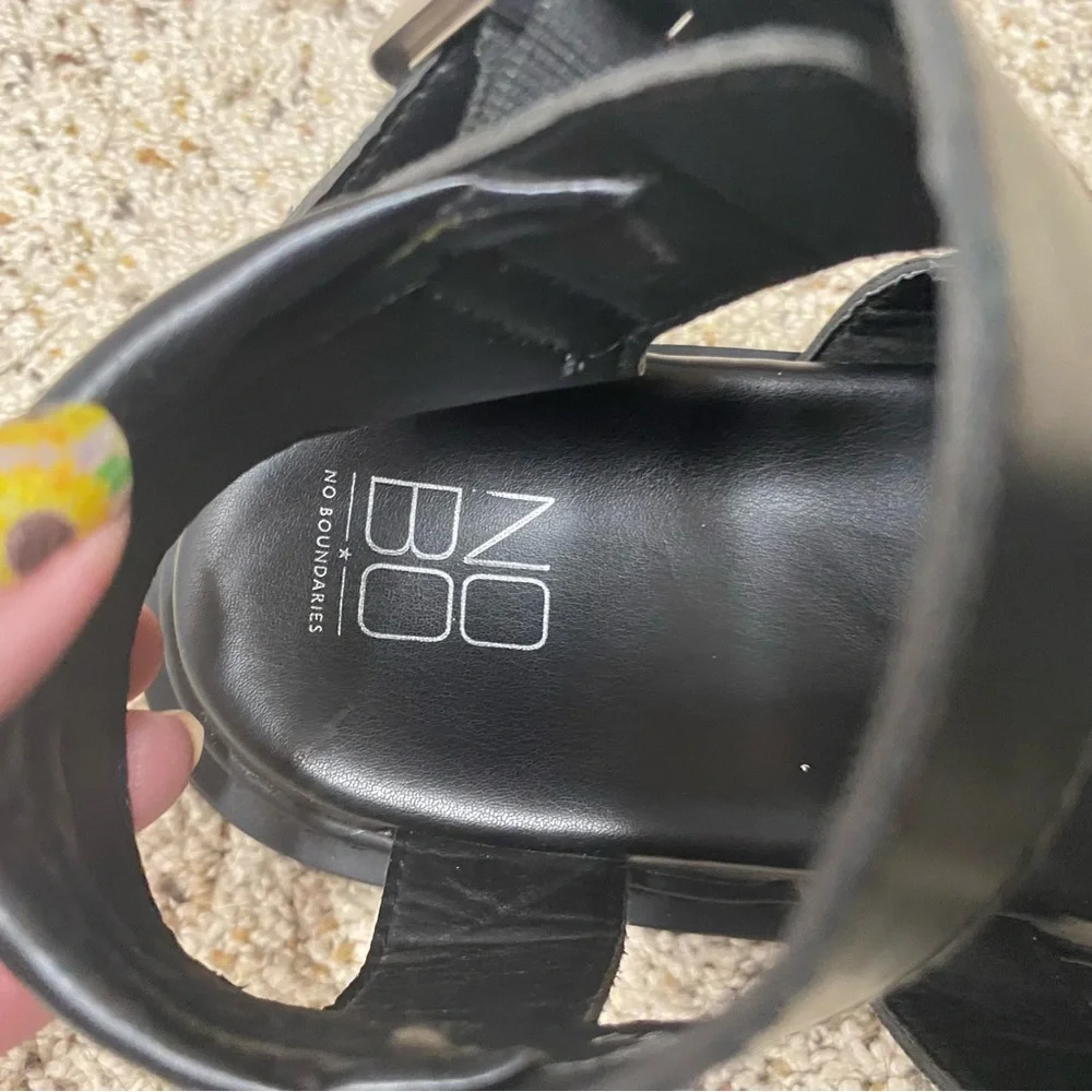 NOBO women's size 8 chunky fisherman sandals platform y2k strappy black shoes